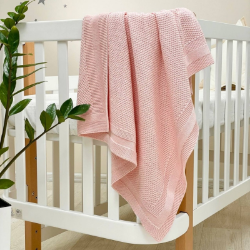 Paturica bebe Cosy tricotata din bumbac roz